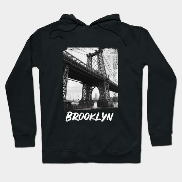 New York Brooklyn Bridge Grunge Style Hoodie by Jimmyson